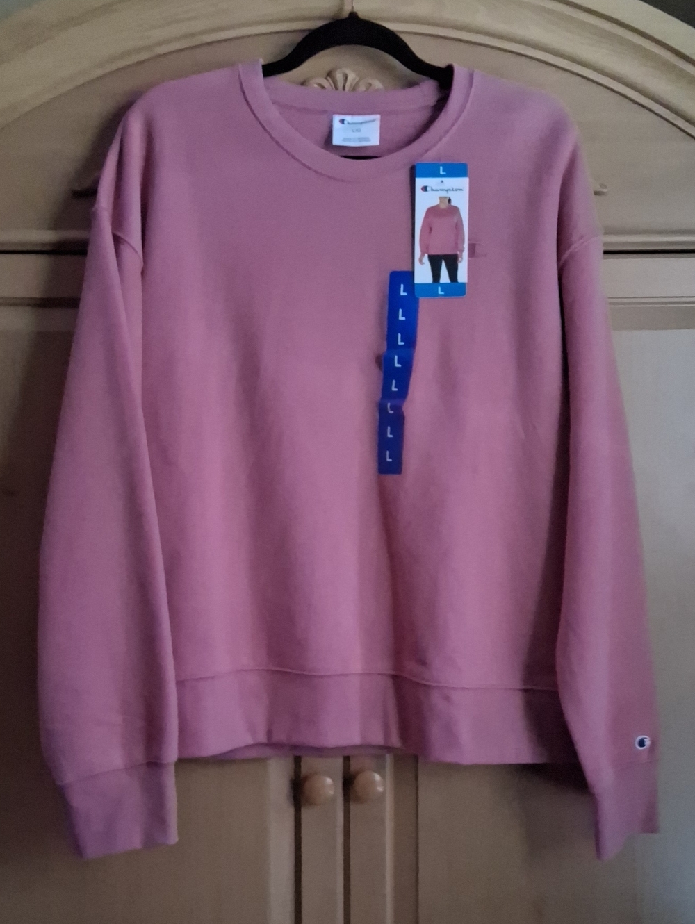 NEW, Champion Pink Crewneck Sweatshirt, Size Large